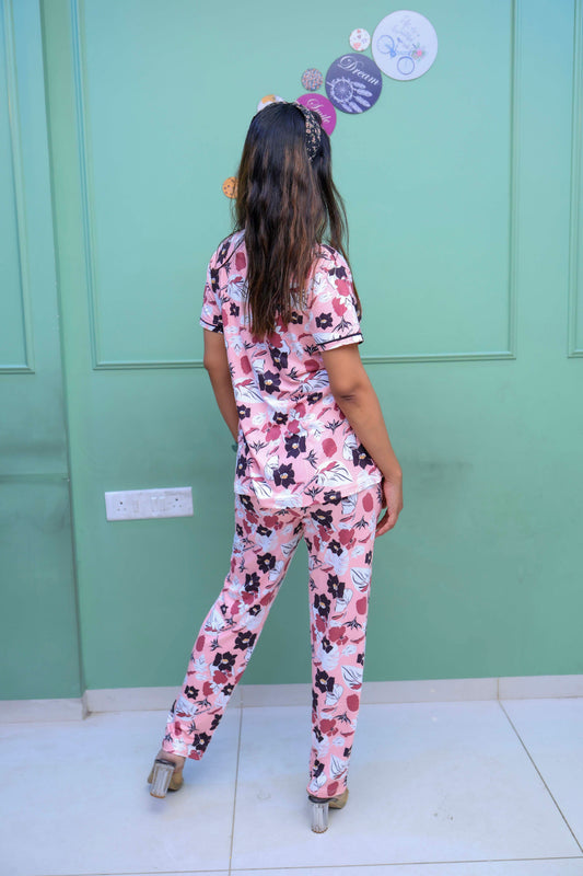 Trendy Pyjama set with border piping shirt