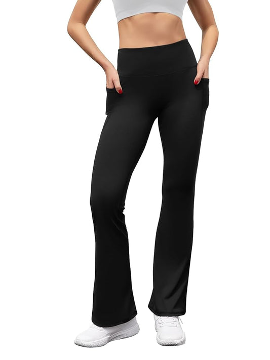 Premium Flare Yoga Pants with Pockets High Waist Casual Bell Bottom Bootcut