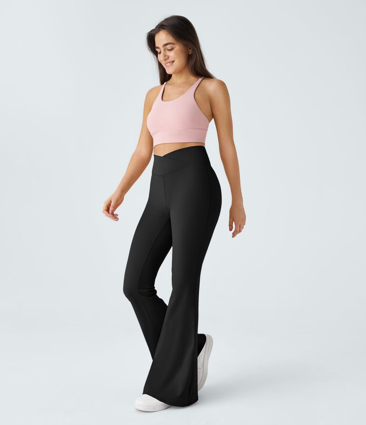 High-Waist Crossover Flare Pants for Women