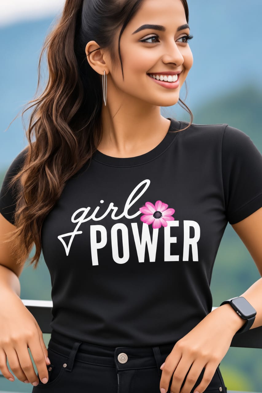 PowerBloom Women’s Graphic T-Shirt – Black Girl Power Printed Tee