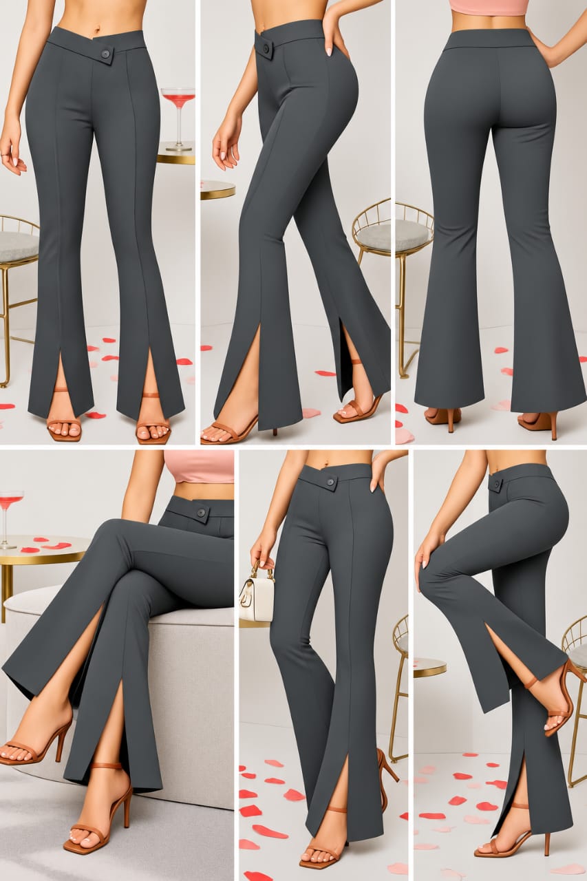 Premium Women's Elegant Flare Leg High Waist Pants .