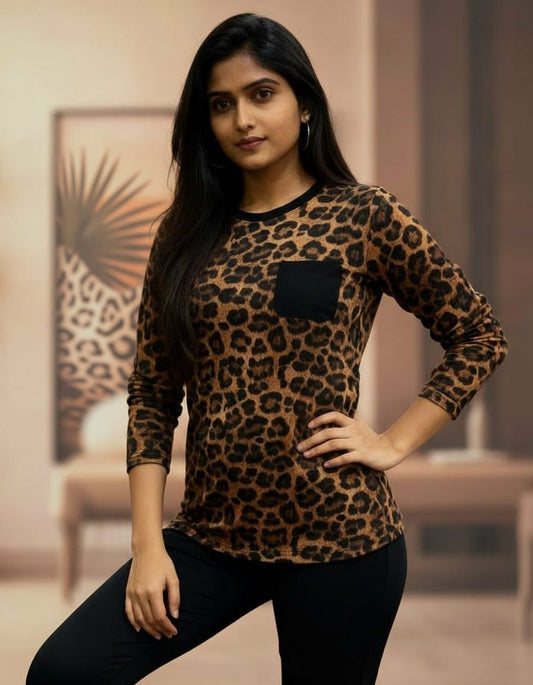 Leopard Print Women’s Casual Long Sleeve Top