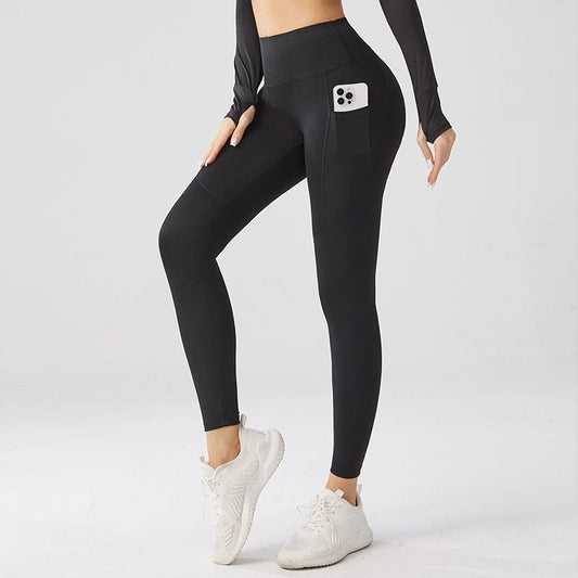 High‑Waisted Black Yoga Leggings with Pockets