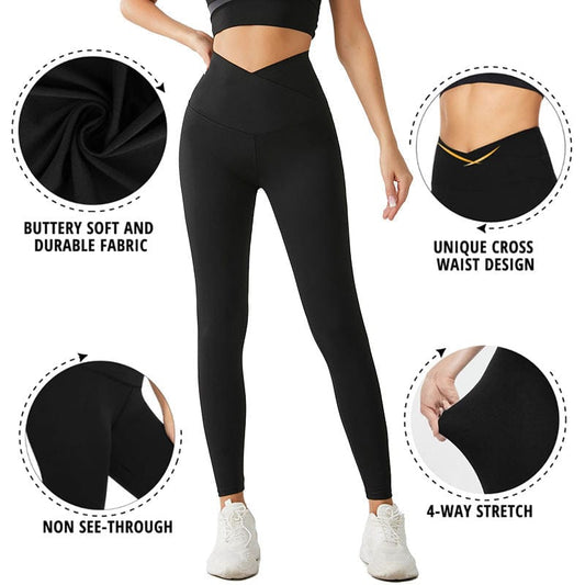 Crossover High‑Waist Yoga Leggings – Fit & Comfort