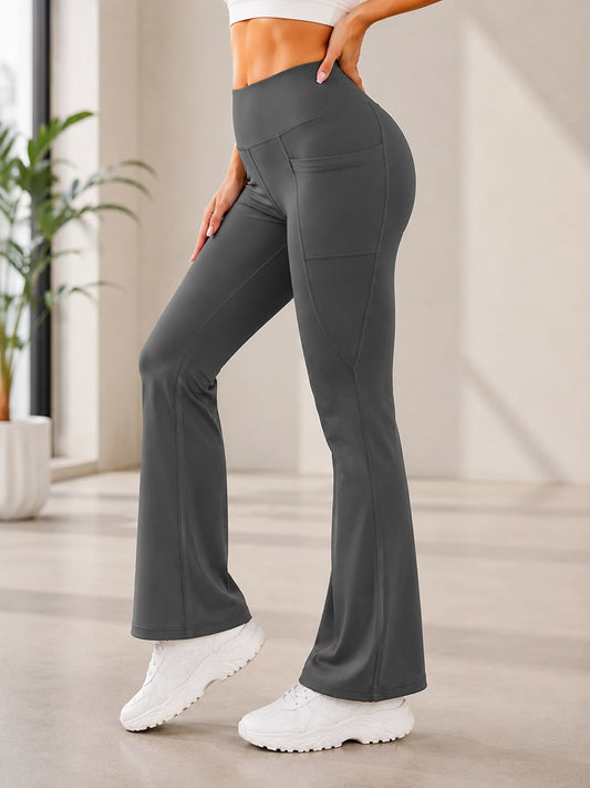 High Waist Flare Yoga Pants with Side Pockets – Women’s Sculpting Bootcut Leggings