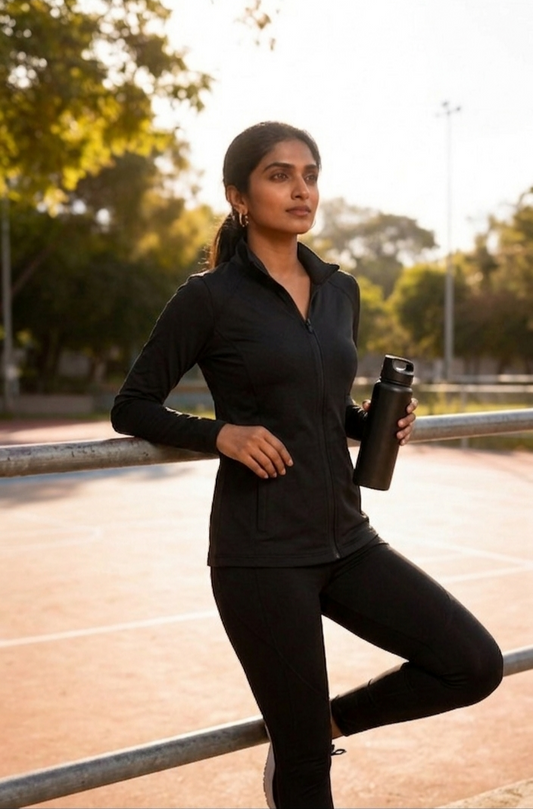 Women's Black Athletic Zipper Jacket