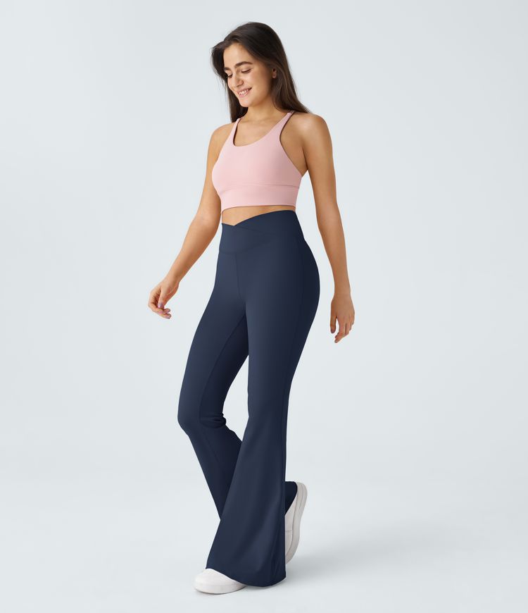 High-Waist Crossover Flare Pants for Women