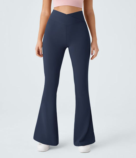 High-Waist Crossover Flare Pants for Women