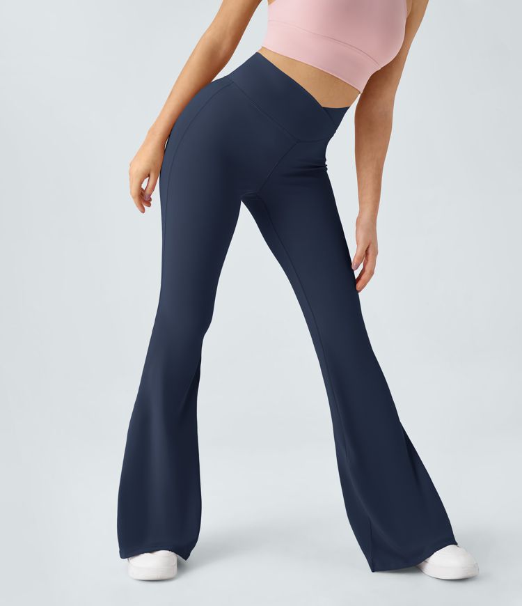 High-Waist Crossover Flare Pants for Women