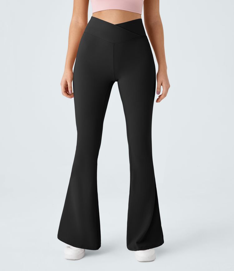 High-Waist Crossover Flare Pants for Women