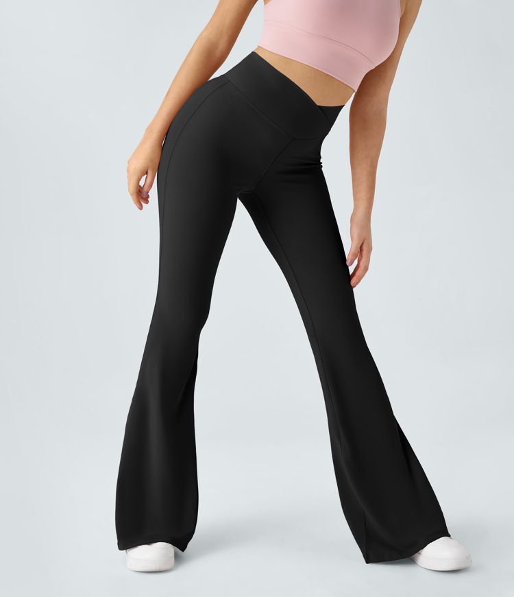 High-Waist Crossover Flare Pants for Women