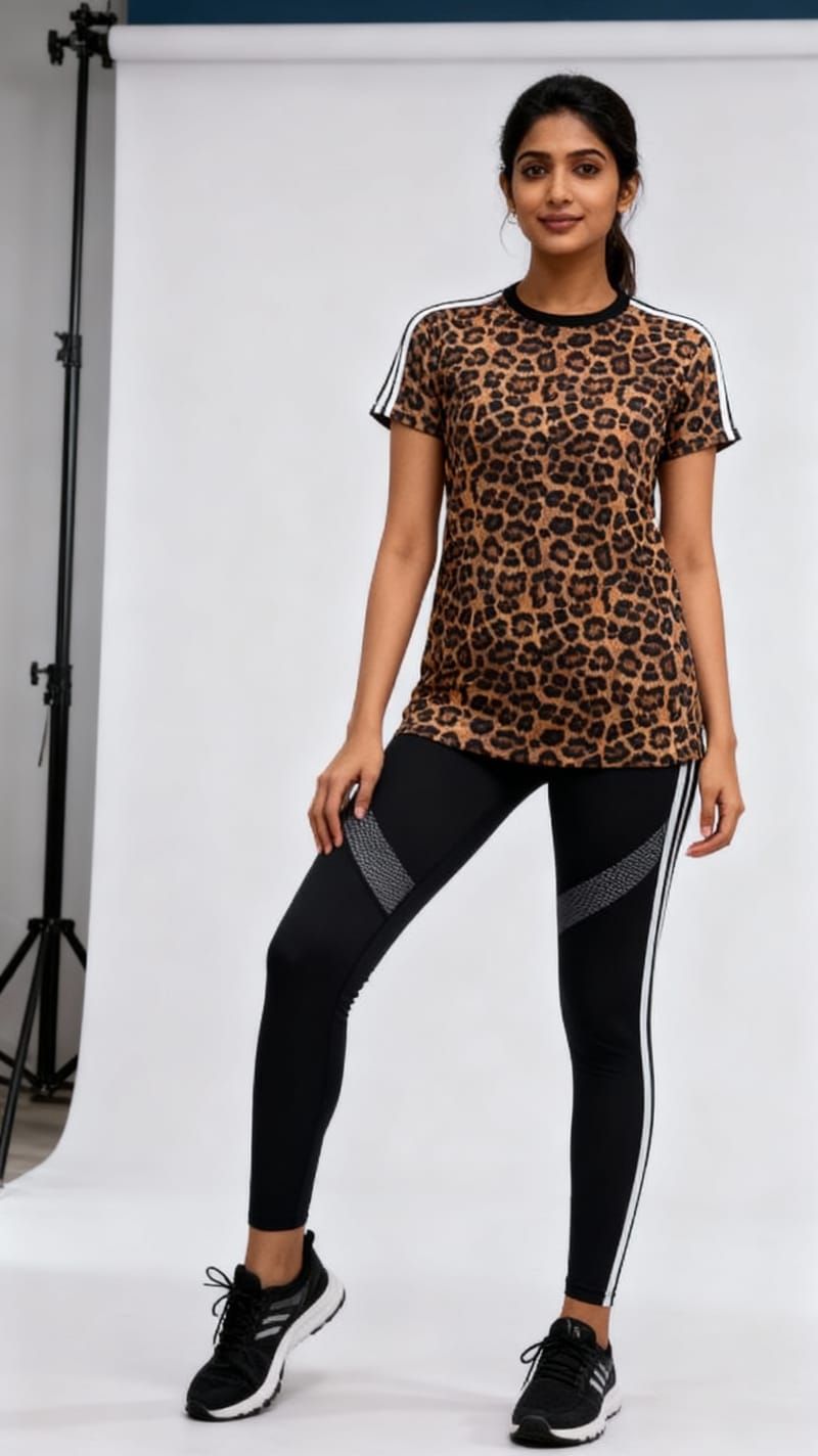 Leopard Print Women’s Sporty Running T-Shirt