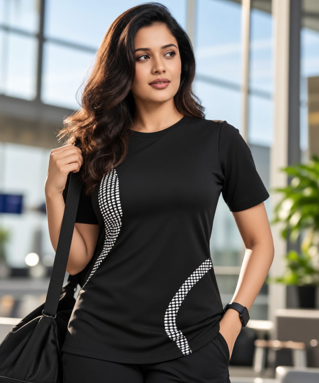 ShadowFlex Tee – Premium Black Graphic T-Shirt for Women