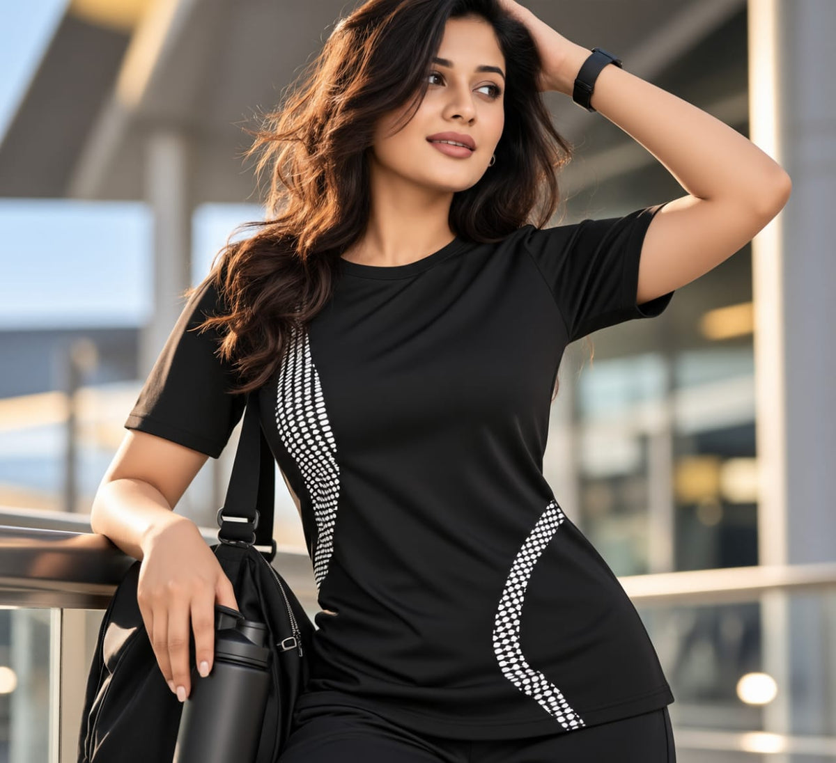 ShadowFlex Tee – Premium Black Graphic T-Shirt for Women