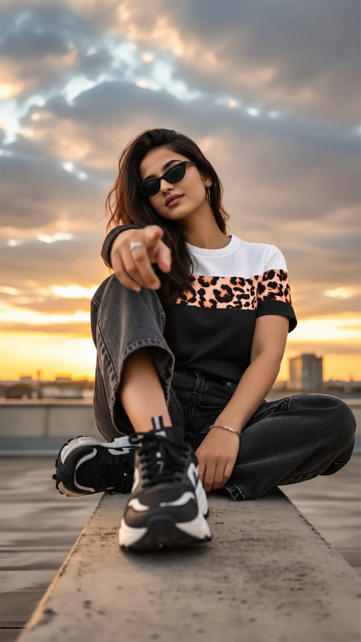 Trendy Animal Print Half Sleeve T-Shirt for Women