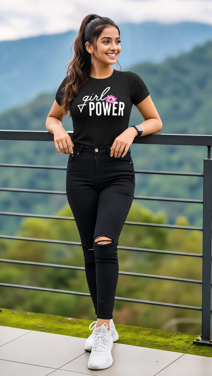 PowerBloom Women’s Graphic T-Shirt – Black Girl Power Printed Tee
