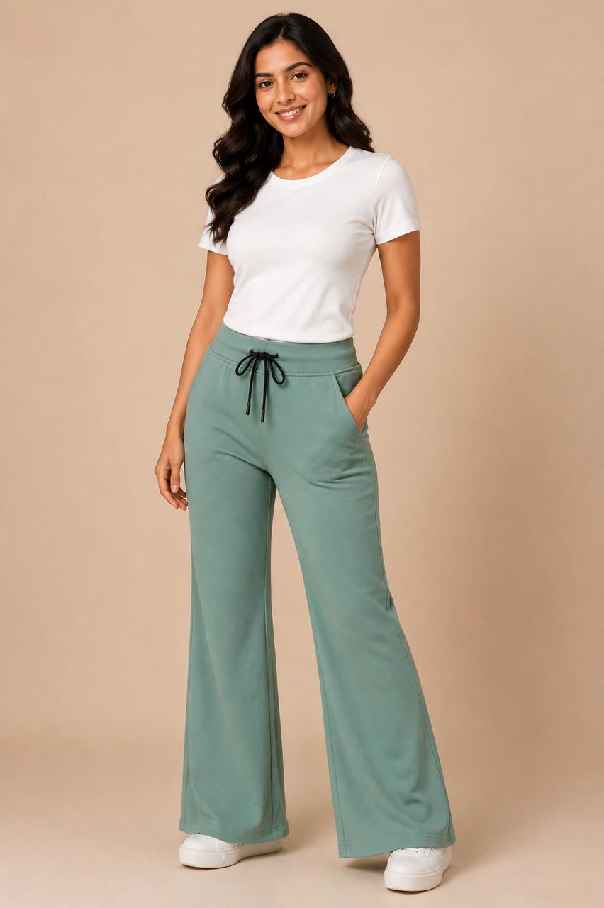 Flare Leg Lounge Pants With Pockets And Knot