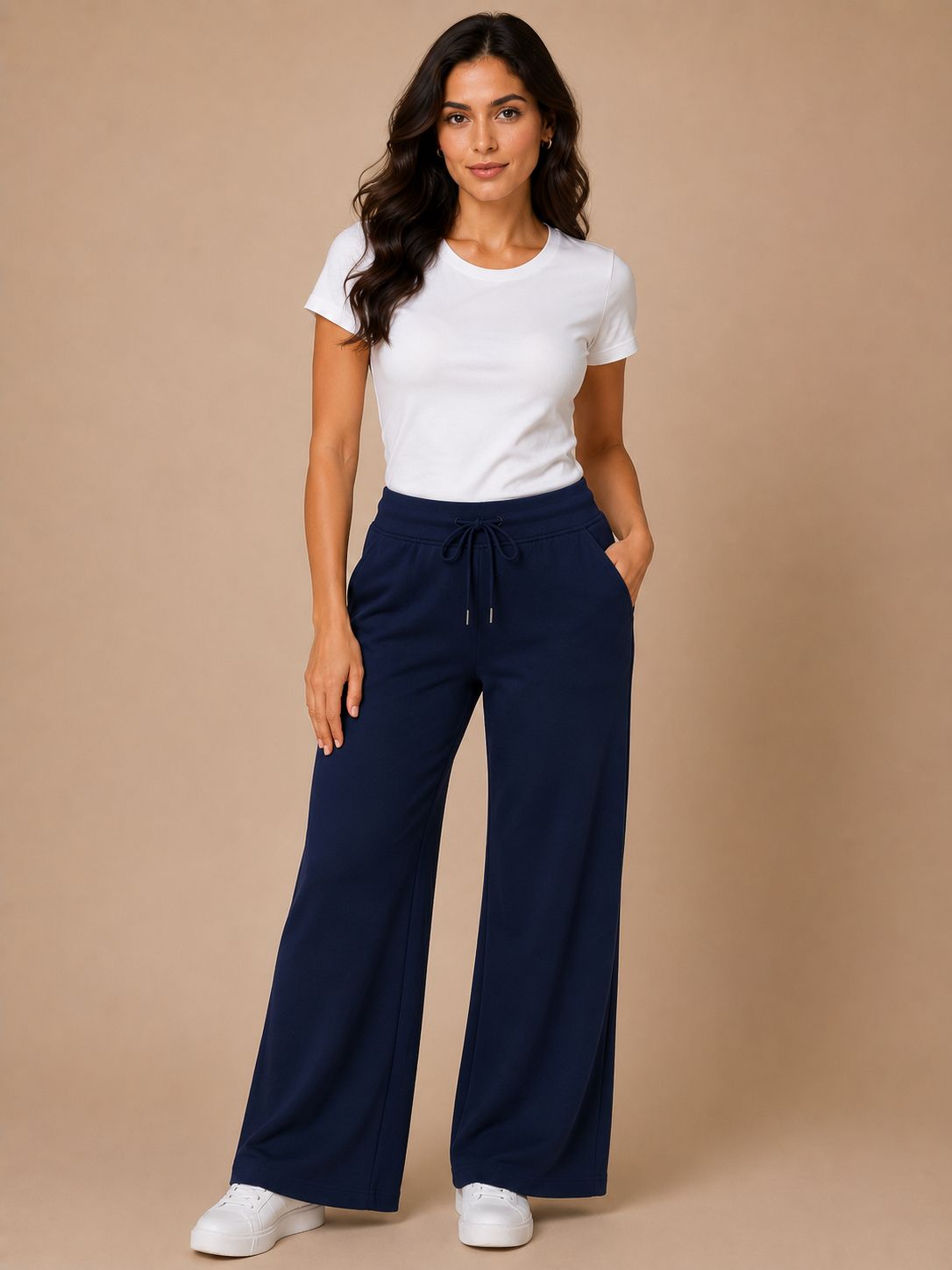 Flare Leg Lounge Pants With Pockets And Knot