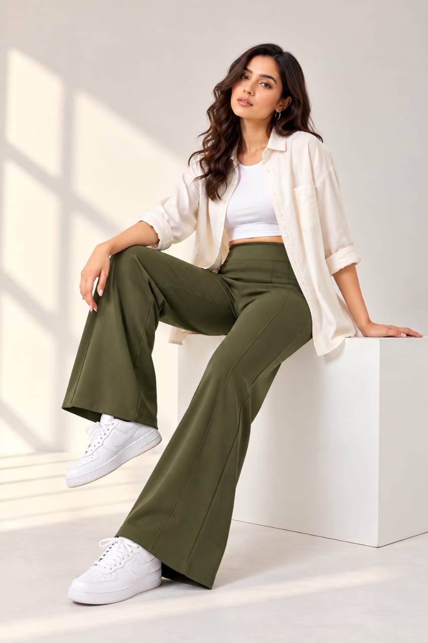 Trousers with Front Pleats And Pocket